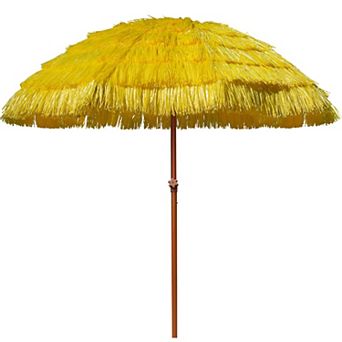 7.5ft Hawaiian Style Thatched Tiki Patio Beach Umbrella with 10 Ribs and Tilt Feature