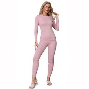 ATTRACO Women Seamless Crew Neck Thermal Underwear Long Johns Ski Base Layer Set Moisture Wicking