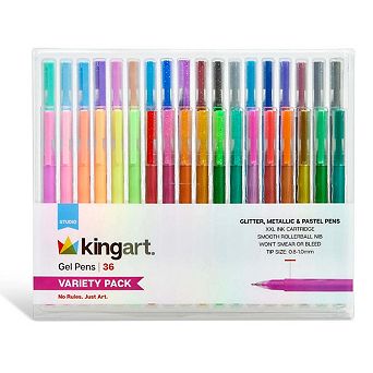 KINGART Gel Pens Variety Pack - 36 pc Glitter, Metallic, Pastel