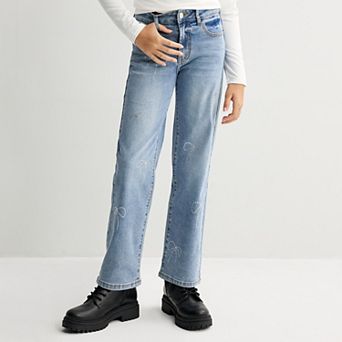 Girls 7-16 Gogo Star Rhinestone Bow Straight-Leg Jeans