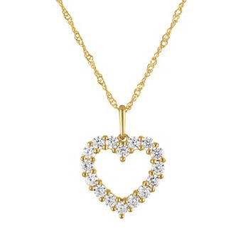Lab Luxury 14k Gold Over Silver 1 Carat T.W. Lab-Grown Diamond Heart Pendant Necklace