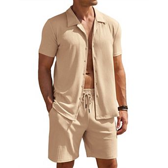 COOFANDY Mens Button Down Shirts Short Sleeve Summer Beach Shirt Fashion Textured Shirts with Pocket
