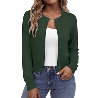 Zeagoo Women' Cropped Cardigan Sweaters Button Down Long Sleeve Knit Bolero Shrugs for Dresses