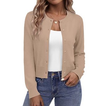 Zeagoo Women' Cropped Cardigan Sweaters Button Down Long Sleeve Knit Bolero Shrugs for Dresses