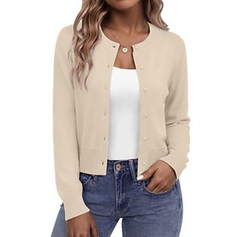 Zeagoo Women' Cropped Cardigan Sweaters Button Down Long Sleeve Knit Bolero Shrugs for Dresses