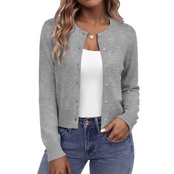 Zeagoo Women' Cropped Cardigan Sweaters Button Down Long Sleeve Knit Bolero Shrugs for Dresses