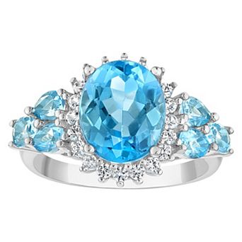 Designs by Gioelli Sterling Silver Blue Topaz Comfort Fit Ring