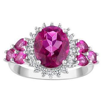 Designs by Gioelli Sterling Silver Pink Topaz Oval Prong Set Ring