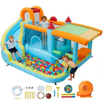 12-in-1 Inflatable Bounce House, Equipped with Slide & 350W Blower, Indoor, Backyard, Commercial Use