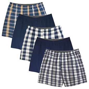 Set of 5 Mens Cotton Woven Button Fly Underwear