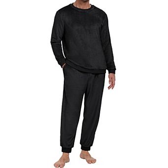 Men's Plush Fleece Pajama Set Long Sleeve Soft Warm Loungewear