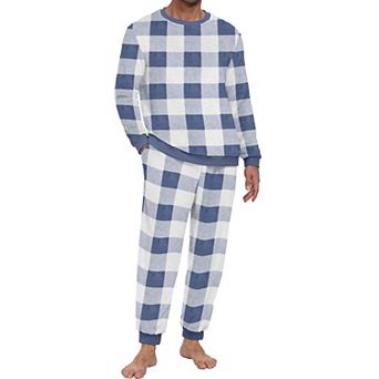 Men's Plush Fleece Pajama Set Long Sleeve Soft Warm Loungewear