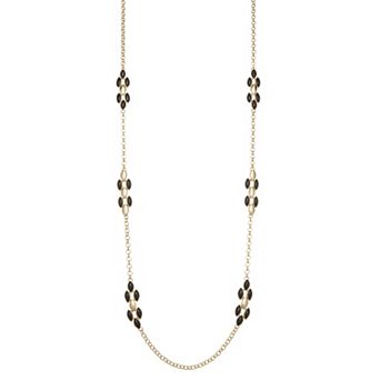 Napier Gold Tone Polished Simulated Stone Jet Strand Necklace