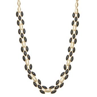 Napier Gold Tone Polished Jet Simulated Stone Collar Necklace