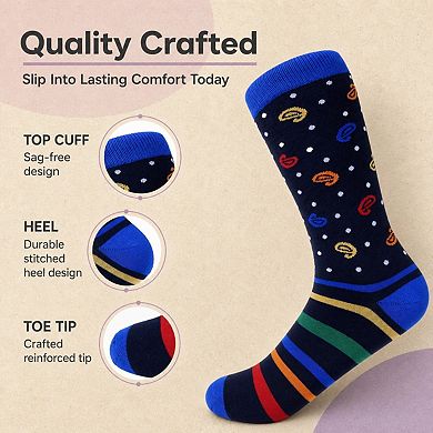 Men's Dress Socks 12-Pack Moisture Control Comfortable Durable Classy