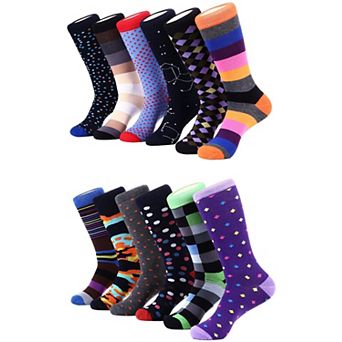 Men's Dress Socks 12-Pack Moisture Control Comfortable Durable Classy