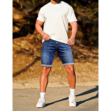 Stretchy Slim Fit Ripped Denim Jean Shorts With Pockets