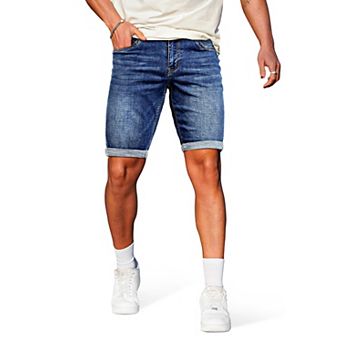 Stretchy Slim Fit Ripped Denim Jean Shorts With Pockets