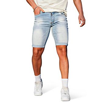 Stretchy Slim Fit Ripped Denim Jean Shorts With Pockets