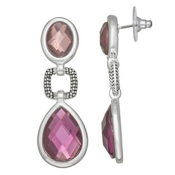 Napier Silver Tone Simulated Crystal Linear Post Earrings