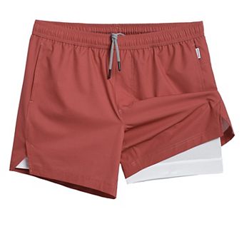 Mens 2 in 1 Quick Dry Workout Athletic Gym Running Shorts With Pockets