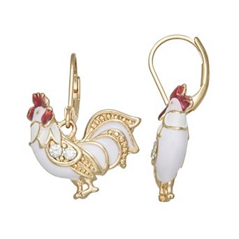 Napier Gold Tone Chicken Leverback Drop Earrings