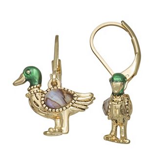 Napier Gold Tone Duck Leverback Drop Earrings