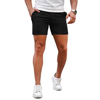 Mens Slim Fit Stretch Chino Shorts Elastic Waist Tapered Leg