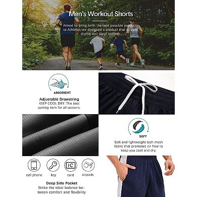 6-Pack Mens Mesh Athletic Basketball Shorts Quick Dry Gym Workout With Pockets