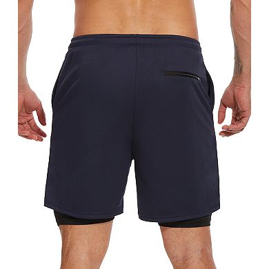 4-Pack Mens 2 In 1 Running Workout Shorts With Liner Gym Athletic Quick Dry Pockets