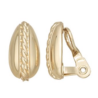 Napier Gold Tone Rope Texture Stud Clip-On Earrings