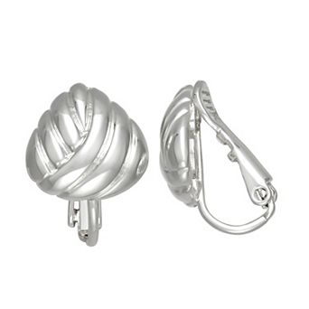 Napier Silver Tone Flutted Dome Stud Clip-On Earrings