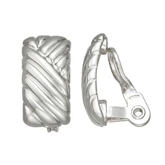 Napier Silver Tone Texture Drop Clip-On Earrings