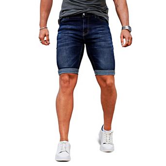 Men Stretchy Skinny Denim Jean Shorts Casual Tapered Fit Side Stripe