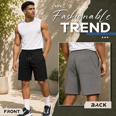 3-Pack Mens Bermuda Athletic Shorts Drawstring Pockets Casual Wear