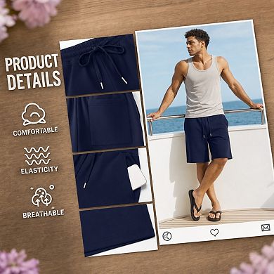 3-Pack Mens Bermuda Athletic Shorts Drawstring Pockets Casual Wear