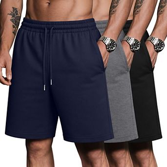 3-Pack Mens Bermuda Athletic Shorts Drawstring Pockets Casual Wear