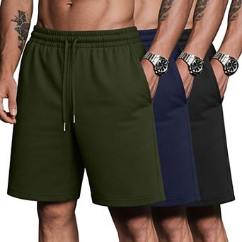 3-Pack Mens Bermuda Athletic Shorts Drawstring Pockets Casual Wear