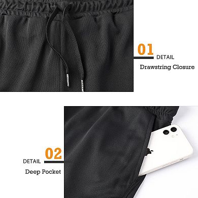 3-Pack Mens Quick Dry Athletic Workout Shorts With Pockets Breathable Lightweight