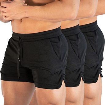 3-Pack Mens Quick Dry Athletic Workout Shorts With Pockets Breathable Lightweight