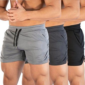 3-Pack Mens Quick Dry Athletic Workout Shorts With Pockets Breathable Lightweight