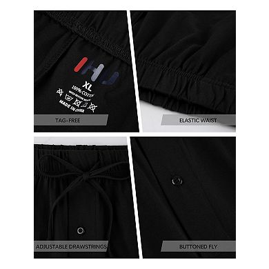 3-Pack Men's Soft Cotton Pajama Lounge Shorts With Drawstring Pockets