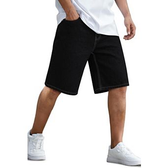 Mens Loose Fit Denim Shorts Casual Wide Leg Rigid Jean Summer Wear