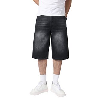 Men's Baggy Wide Leg Denim Shorts Loose Fit Casual Skater Jorts