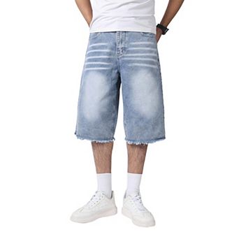 Men's Baggy Wide Leg Denim Shorts Loose Fit Casual Skater Jorts
