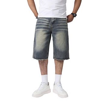 Men's Baggy Wide Leg Denim Shorts Loose Fit Casual Skater Jorts