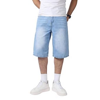 Men's Baggy Wide Leg Denim Shorts Loose Fit Casual Skater Jorts
