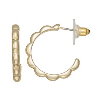 Napier Gold Tone Puffy C-Hoop Earrings