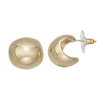 Napier Gold Tone Puffy C-Huggies Earrings