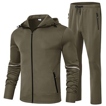 Men's Tracksuits Full Zip Jacket Drawstring Pants With Zipper Pockets For Running Workout